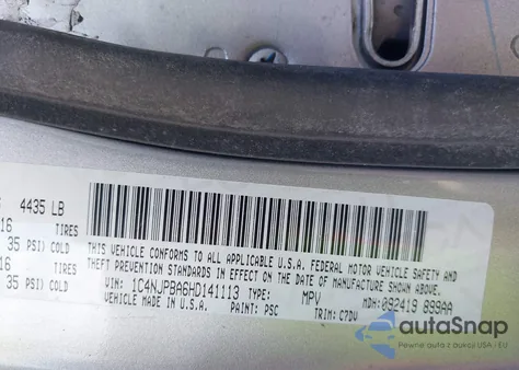 2017 Jeep Patriot Sport Fwd z USA, uszkodzony, nr VIN 1C4NJPBA6HD141113